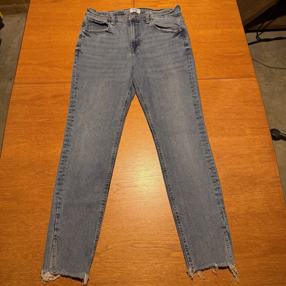 Kensie Jeans Kelsey High Rise Skinny Jeans Women's Size 12/31 Blue Raw Hem 30x27